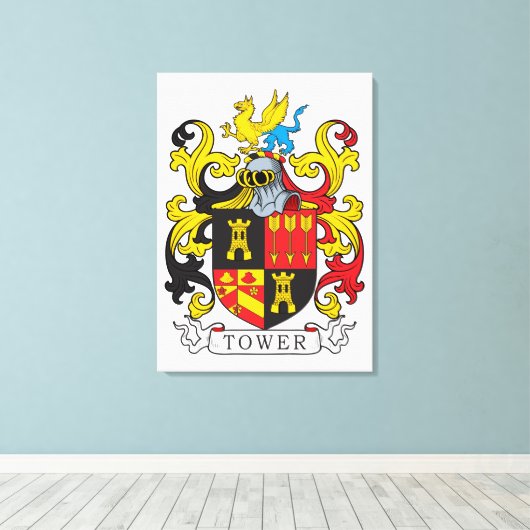 Tower Family Crest Canvas Afdruk (Insitu (Houten vloer))