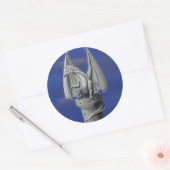 Tower Guardian - Silver Dragon Ronde Sticker (Envelop)