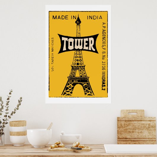 TOWER (Indische  matchbox cover) Poster (Keuken)