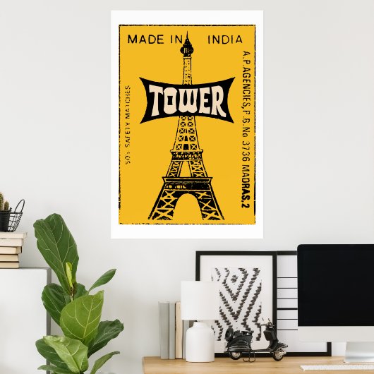 TOWER (Indische  matchbox cover) Poster (Thuiskantoor)