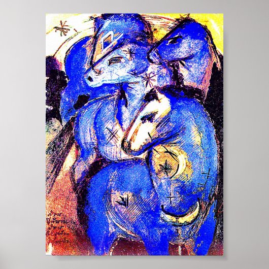 Tower of Blue Horses Art Poster Print (Voorkant)