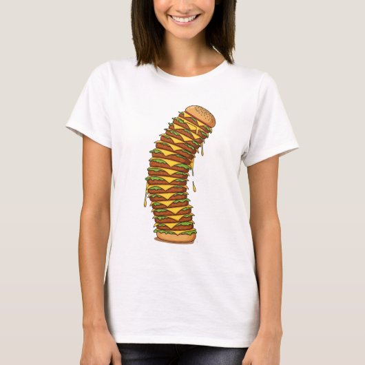 Tower of Cheesy Madness – Exaggerated Cartoon T-shirt (Voorkant)