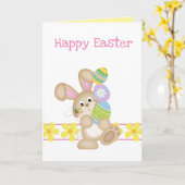 Tower of Coloured Easter Eggs Wenskaart Kaart (Gele Bloem)