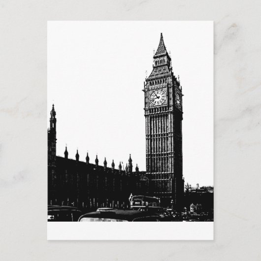 Tower of London Big Ben zwart-wit foto Briefkaart (Voorkant)
