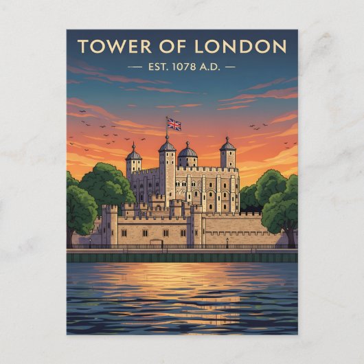 Tower of London bij zonsondergang Briefkaart (Voorkant)