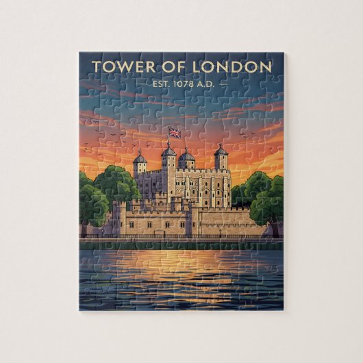 Tower of London bij zonsondergang Legpuzzel (Verticaal)