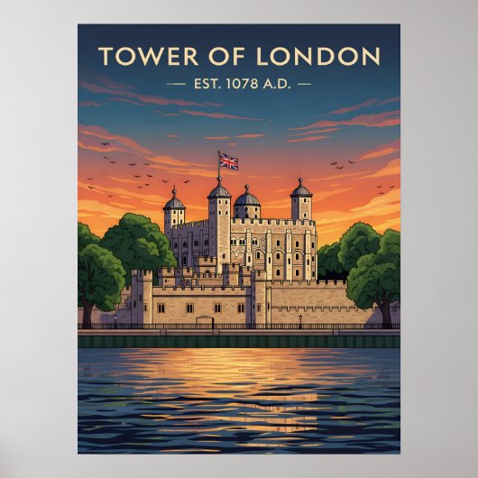 Tower of London bij zonsondergang Poster (Voorkant)