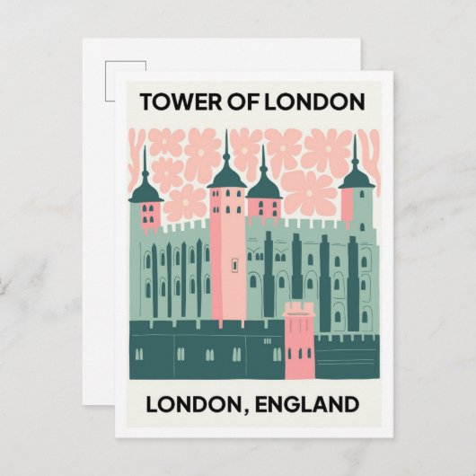 Tower of London Engeland abstracte reizen bloemsie Briefkaart (Voorkant / Achterkant)