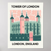 Tower of London Engeland abstracte reizen bloemsie Poster (Voorkant)