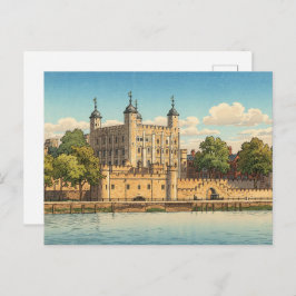 Tower of London Japanese Woodblock Print Briefkaart