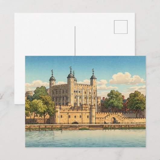 Tower of London Japanese Woodblock Print Briefkaart (Voorkant / Achterkant)