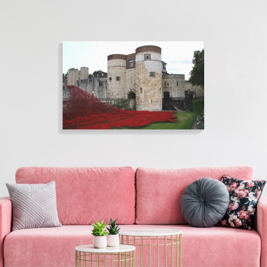 Tower of London met keramische papavers - Canvas (Insitu (Woonkamer))