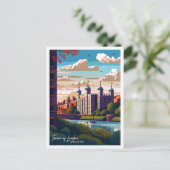 Tower of London vintage reisillustratie Briefkaart (Staand voorkant)
