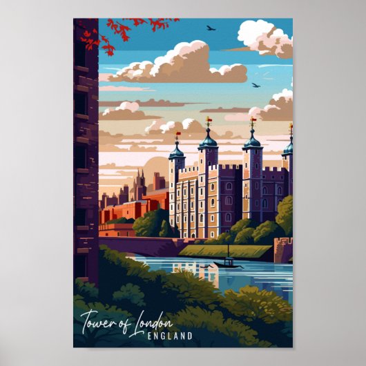 Tower of London vintage reisillustratie Poster (Voorkant)