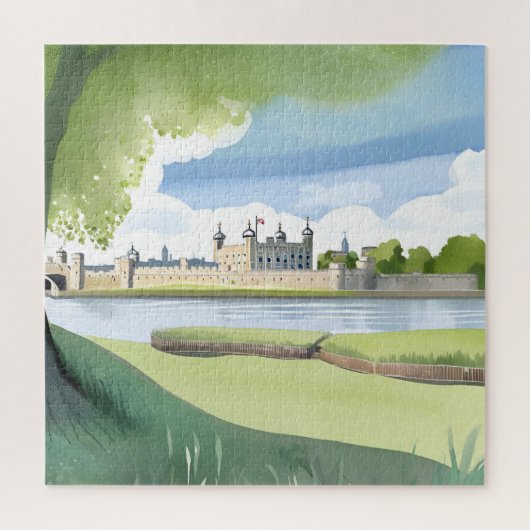 Tower of London | Waterverf landschap VK Legpuzzel (Verticaal)