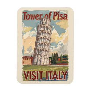 Tower of Pisa Italië Painterly Travel Art Vintage Magneet