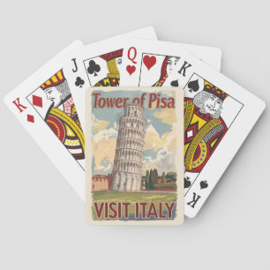 Tower of Pisa Italië Painterly Travel Art Vintage Pokerkaarten