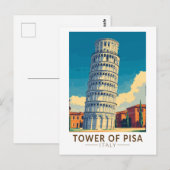 Tower of Pisa Italië Travel Art Vintage Briefkaart (Voorkant / Achterkant)