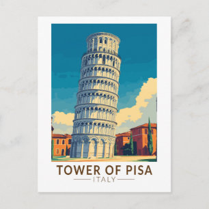 Tower of Pisa Italië Travel Art Vintage Briefkaart