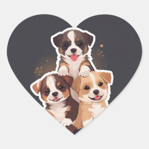 Tower of Puppies - Schattigee en gezonde huisdiere Hart Sticker