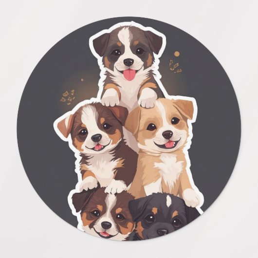 Tower of Puppies - Schattigee en gezonde huisdiere Labels (Design 2)