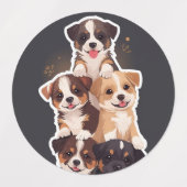 Tower of Puppies - Schattigee en gezonde huisdiere Labels (Design 1)