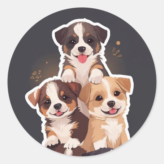 Tower of Puppies - Schattigee en gezonde huisdiere Ronde Sticker (Voorkant)
