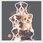 Tower of Puppies - Schattigee en gezonde huisdiere Sticker (Vel)