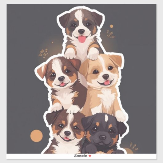 Tower of Puppies - Schattigee en gezonde huisdiere Sticker (Vel)