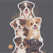 Tower of Puppies - Schattigee en gezonde huisdiere Sticker (Voorkant)