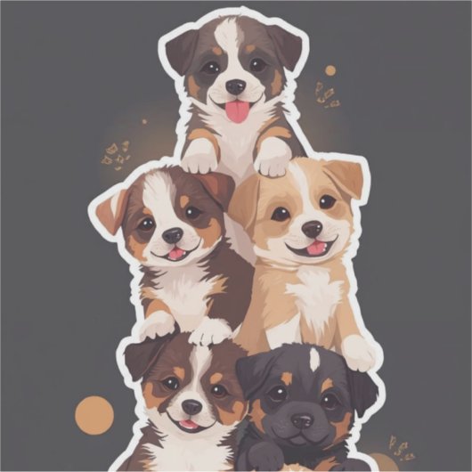 Tower of Puppies - Schattigee en gezonde huisdiere Sticker (Voorkant)
