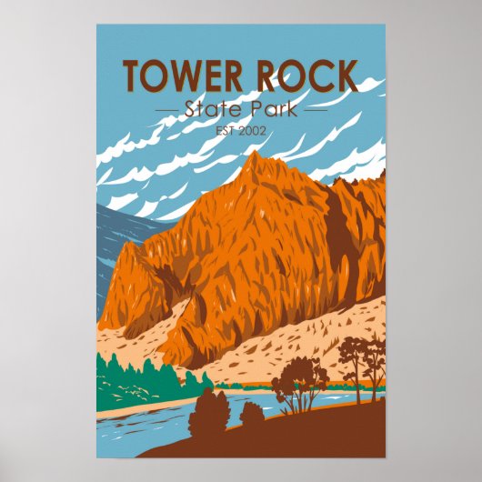 Tower Rock State Park Montana Retro Poster (Voorkant)