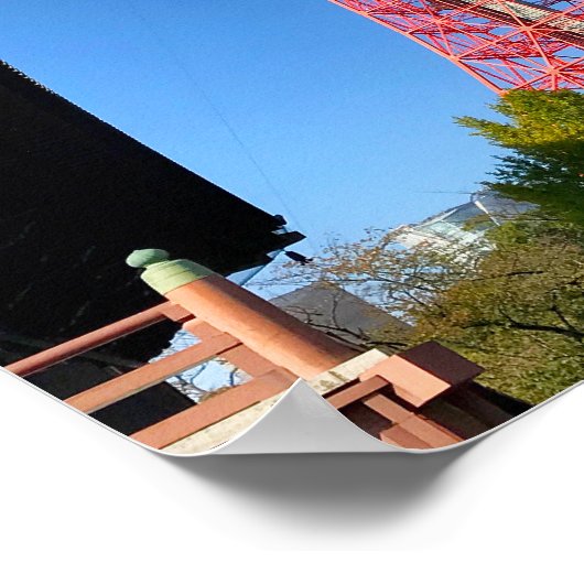 Tower Tokyo tussen tempels Poster (Hoek)