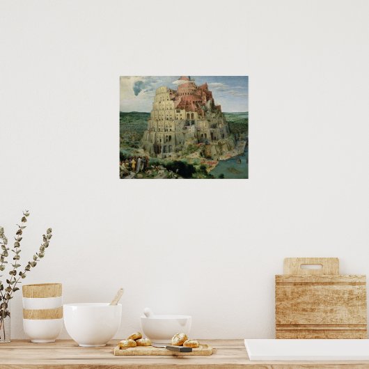 Tower van Babel, 1563 (olie op het paneel) Poster (Keuken)