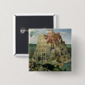 Tower van Babel, 1563 (olie op het paneel) Vierkante Button 5,1 Cm (Voorkant /achterkant)