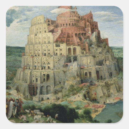 Tower van Babel, 1563 (olie op het paneel) Vierkante Sticker (Voorkant)
