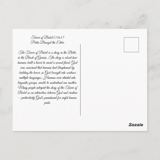 Tower van Babel Briefkaart (Achterkant)
