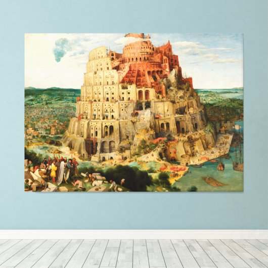 Tower van Babel door Peter Bruegel de Ouder Canvas Afdruk (Insitu (Houten vloer))