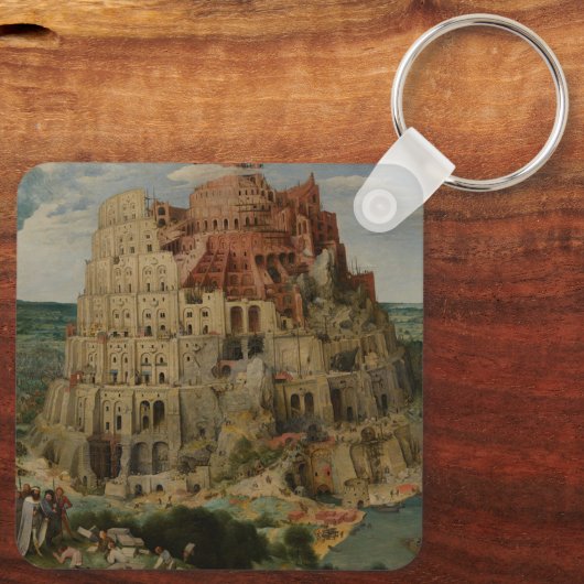 Tower van Babel door Peter Bruegel de Ouder Sleutelhanger (Achterkant)