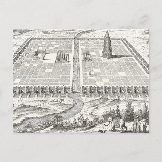 Tower van Babel, Hangende tuinen van Babylon  Briefkaart (Voorkant)