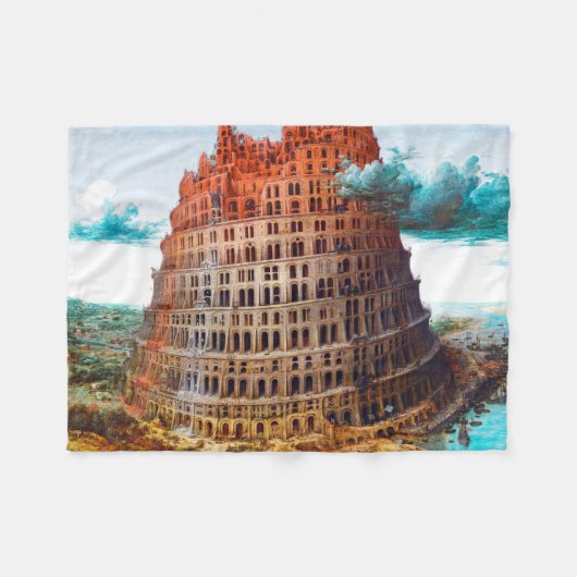 Tower van Babel, Pieter Bruegel de Ouder Fleece Deken (Voorkant (Horizontaal))