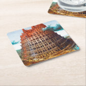 Tower van Babel, Pieter Bruegel de Ouder Kartonnen Onderzetters (Schuin)