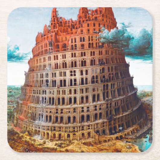 Tower van Babel, Pieter Bruegel de Ouder Kartonnen Onderzetters (Voorkant)