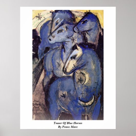 Tower van blauwe paarden van Franz Marc Poster (Voorkant)