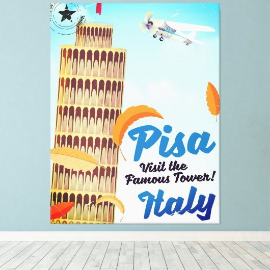Tower van de  vakantie van Pisa. Canvas Afdruk (Insitu (Houten vloer))