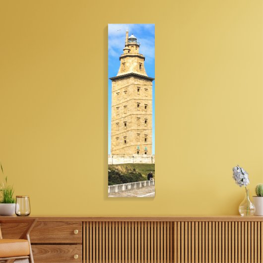 Tower van de vuurtoren van Hercules - Verticaal ca Canvas Afdruk (Insitu (Woonkamer))
