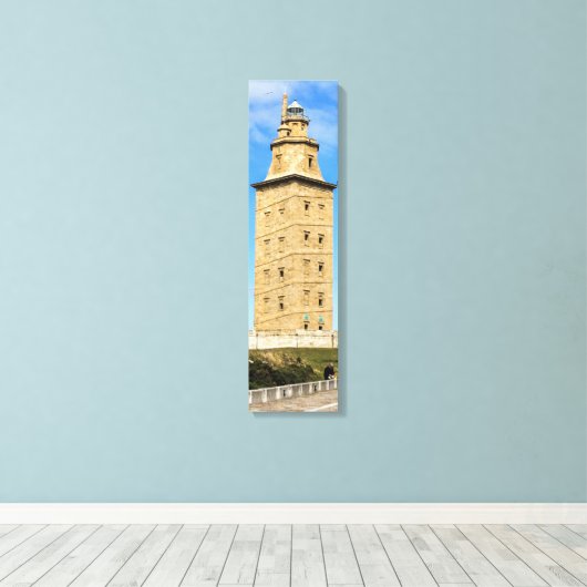 Tower van de vuurtoren van Hercules - Verticaal ca Canvas Afdruk (Insitu (Houten vloer))