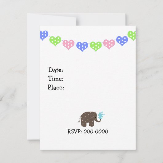 Tower van Elephants Birthday Invitation Kaart (Achterkant)