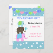 Tower van Elephants Birthday Invitation Kaart (Voorkant / Achterkant)