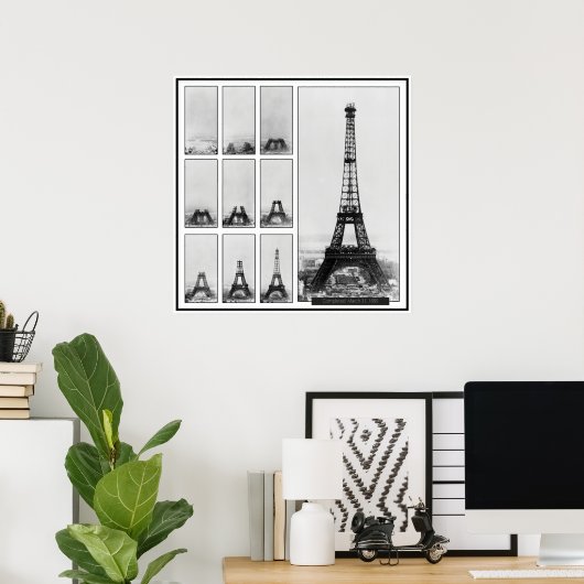 Tower van Gustav Eiffel in aanbouw Poster (Thuiskantoor)